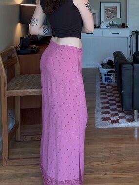 90s Pink Maxi Skirt with Subtle Print